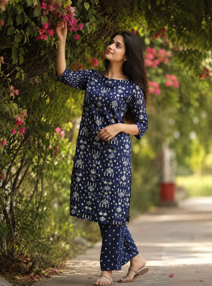 💜Deep Purple Floral Charm Co-ord Set | Liva Rayon