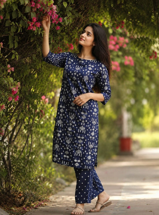 💜Deep Purple Floral Charm Co-ord Set | Liva Rayon