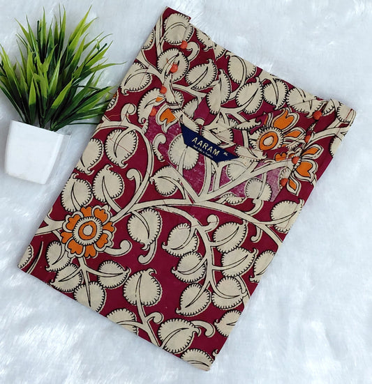 Kalamkari Cotton Hand Printed Kurti | Maroon
