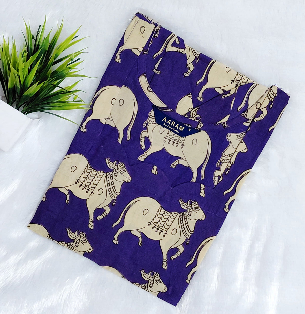 Kalamkari Cotton Hand Printed Kurti | Violet