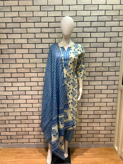 Ivary Floral Blossom Pure Cotton Kurta Set 🌸🤍