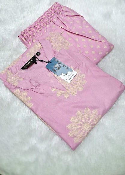 LIVA Certified Rayon Floral Print Co-ord Set | Pink