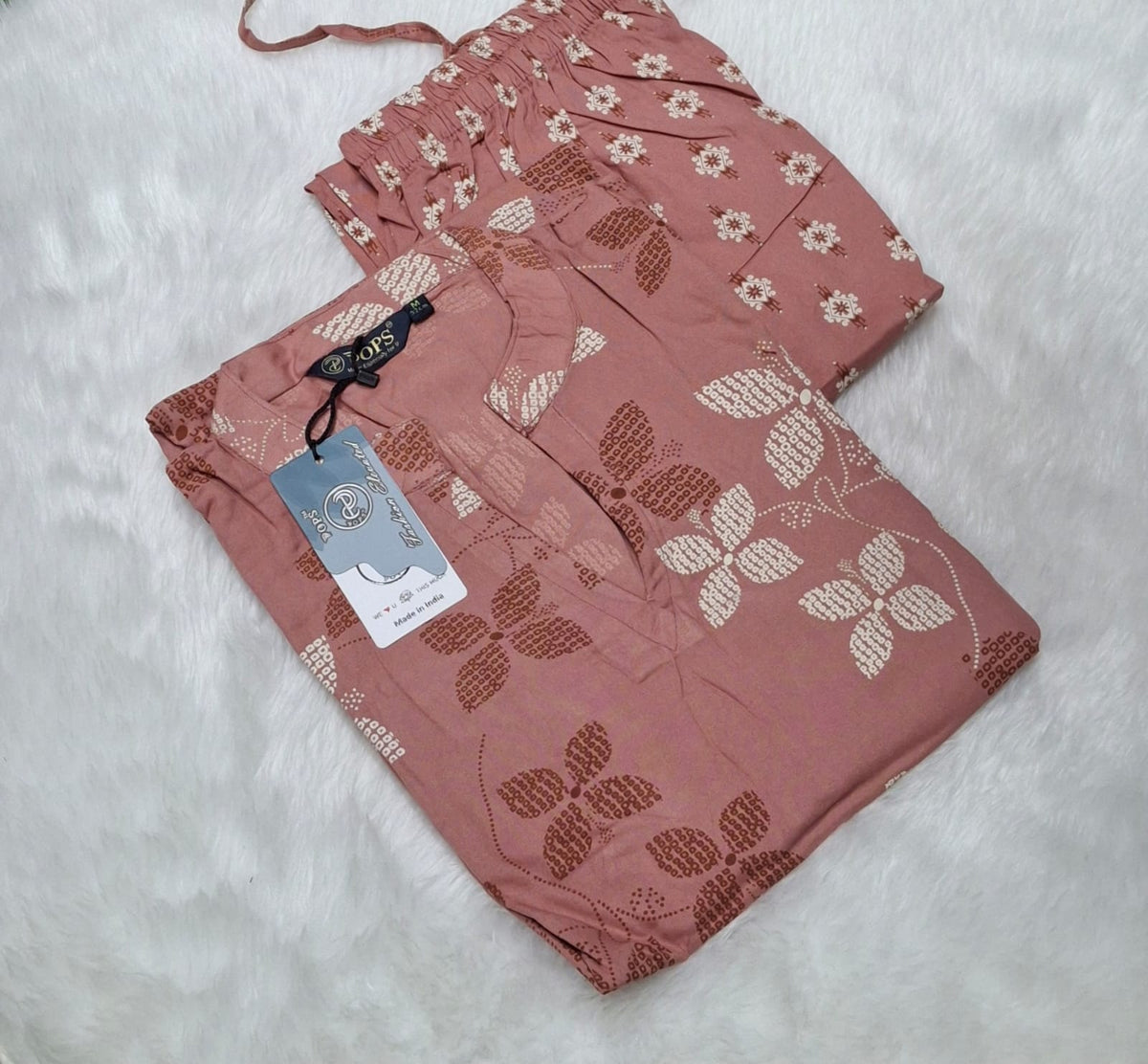 LIVA Certified Rayon Floral Print Co-ord Set | Brown