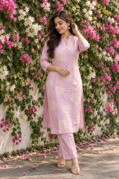 LIVA Certified Rayon Floral Print Co-ord Set | Pink