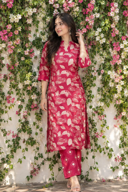 LIVA Certified Rayon Floral Print Co-ord Set | Red