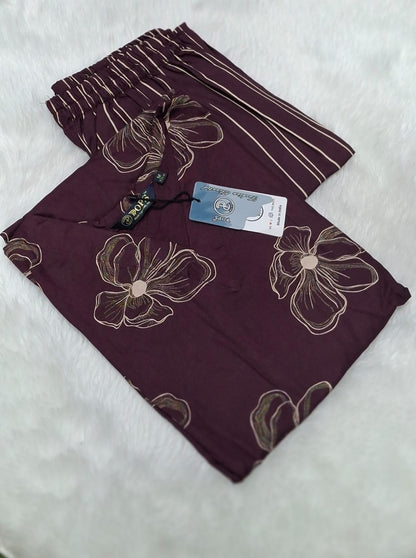 LIVA Certified Rayon Floral Print Co-ord Set | Purple
