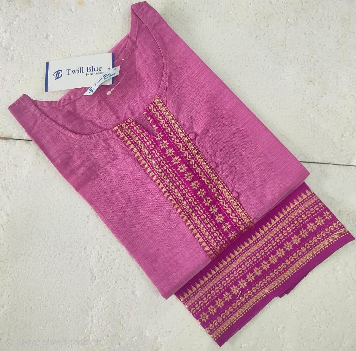 Rose Pink & Magenta Chettinad Cotton Kurti