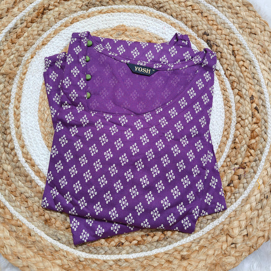 Premium Rayon Straight Fit Kurti | Purple