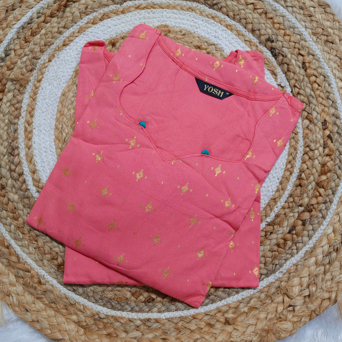 Premium Rayon Straight Fit Kurti | Pink