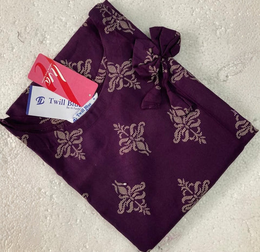 Liva Rayon Wine Floral Printed Kurti with Bow Detailing 🎀