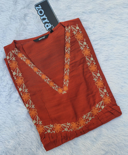 Festive Embroidery A-Line Kurti