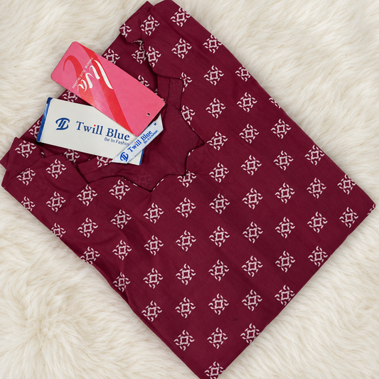 Maroon Ikat Design Liva Rayon Kurti