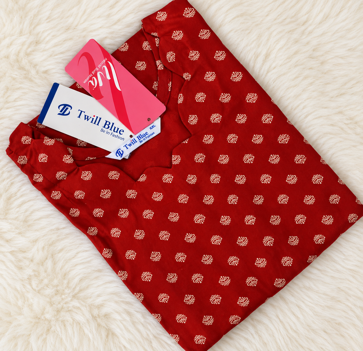 Red Floral Design Liva Rayon Kurti