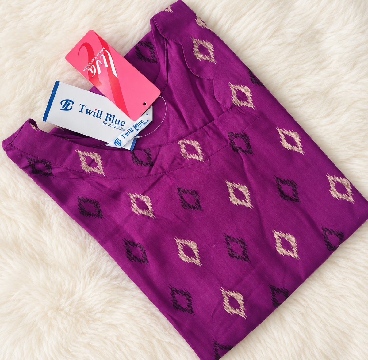Purple Geometric Design Liva Rayon Kurti