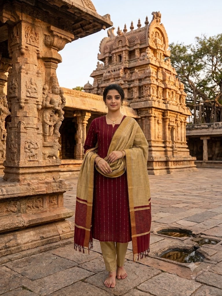 Elegant Raw Silk Kurta Set with Inner Lining & Matching Dupatta