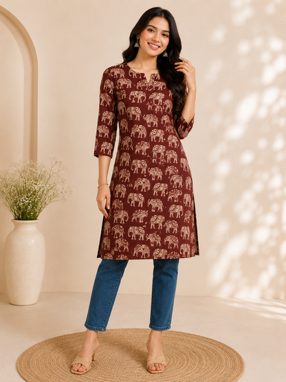 Women Office Wear Mul Cotton Kurti