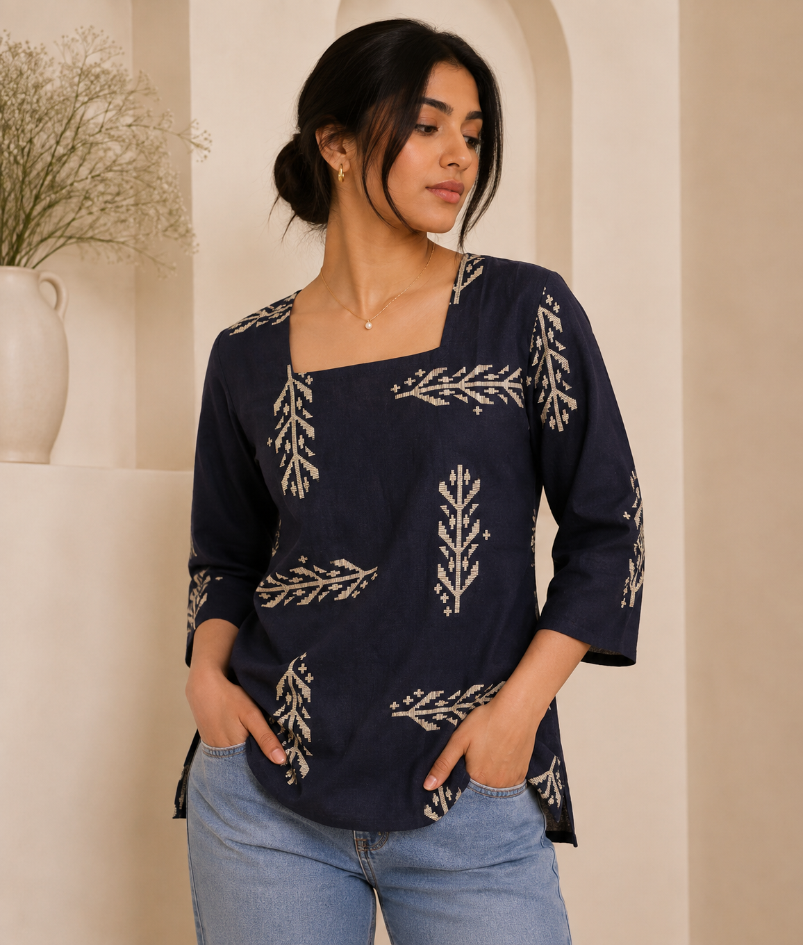 Cotton Short Top for Women | Black
