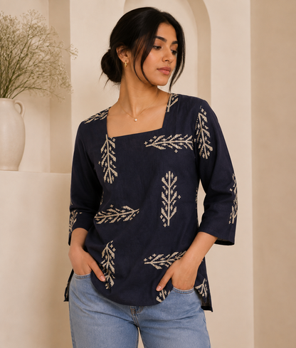 Cotton Short Top for Women | Black