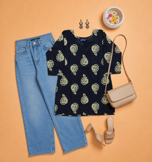 Cotton Short Top for Women | Black