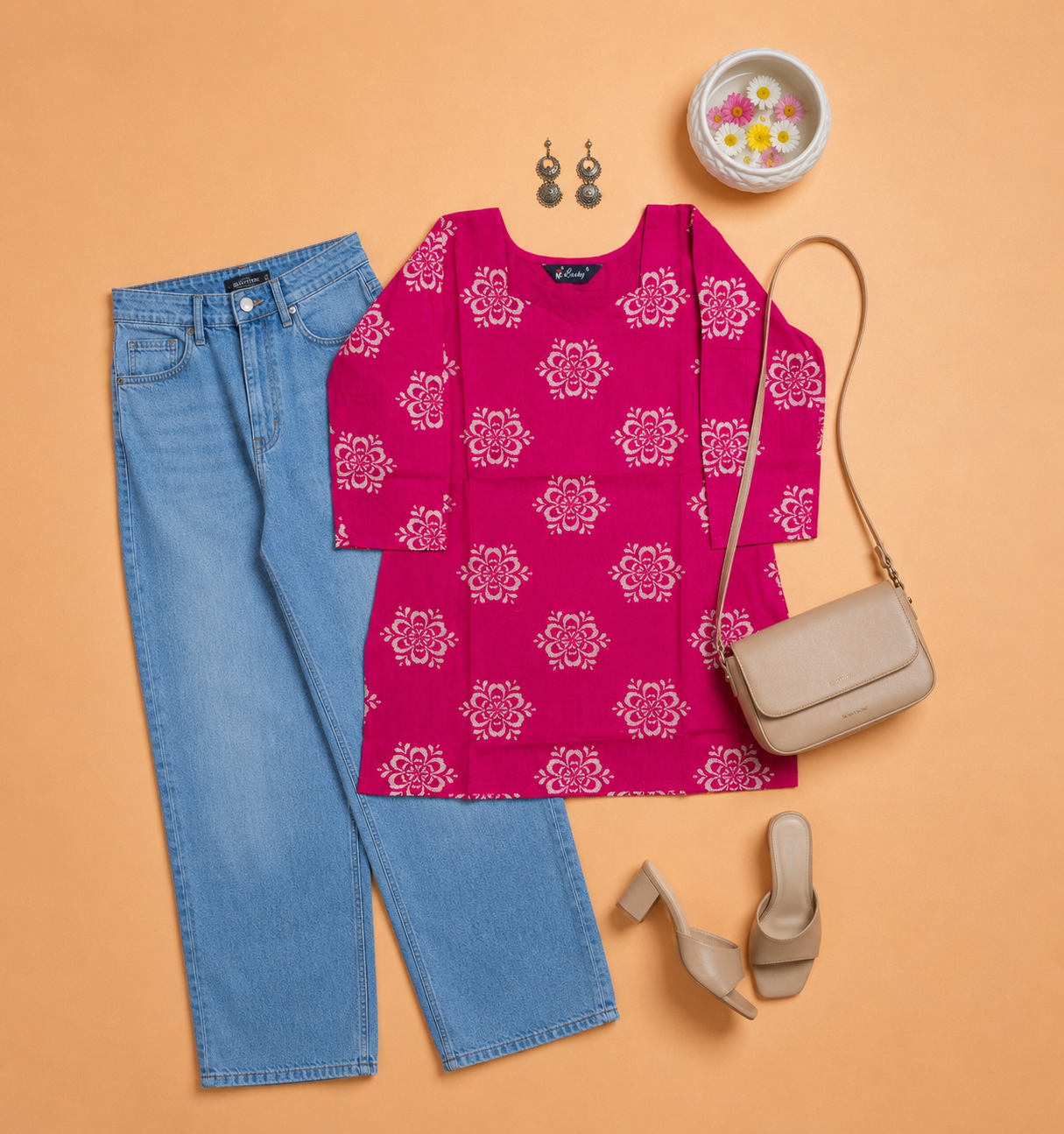 Cotton Short Top for Women | Pink