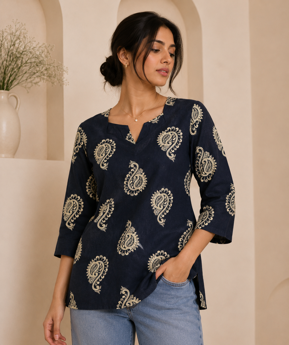Cotton Short Top for Women | Black