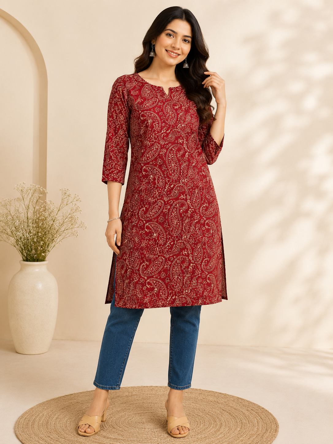 Women Office Wear Mul Cotton Kurti