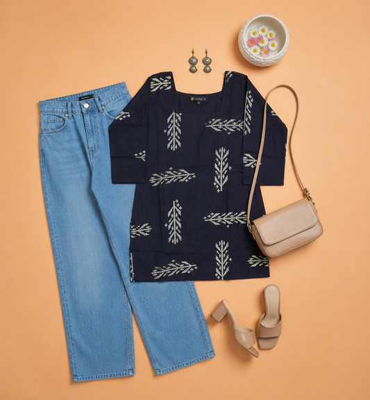 Cotton Short Top for Women | Black