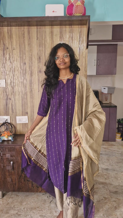 Elegant Raw Silk Kurta Set with Inner Lining & Matching Dupatta