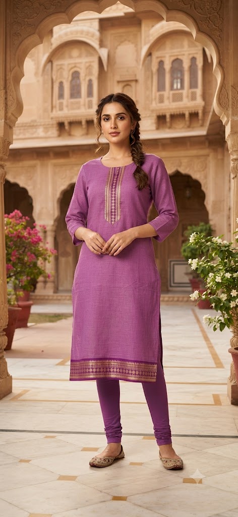 Rose Pink & Magenta Chettinad Cotton Kurti