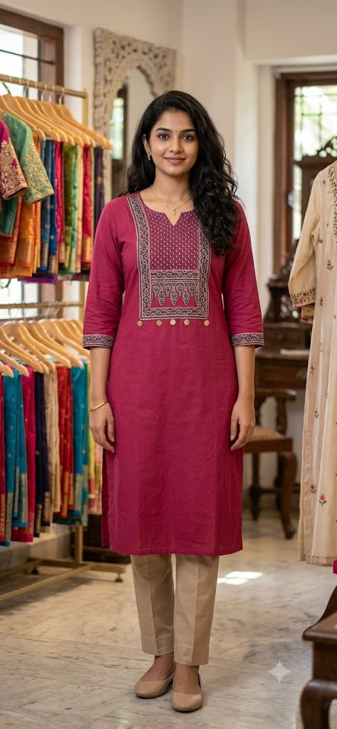 🌸Premium Cotton Kurti | Ethnic Printed Yoke