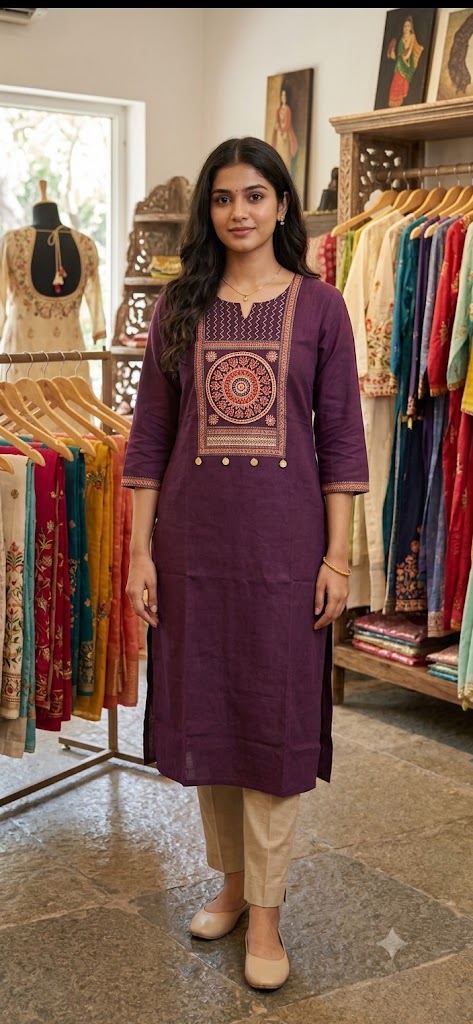 🌸Premium Cotton Kurti | Ethnic  Printed Yoke