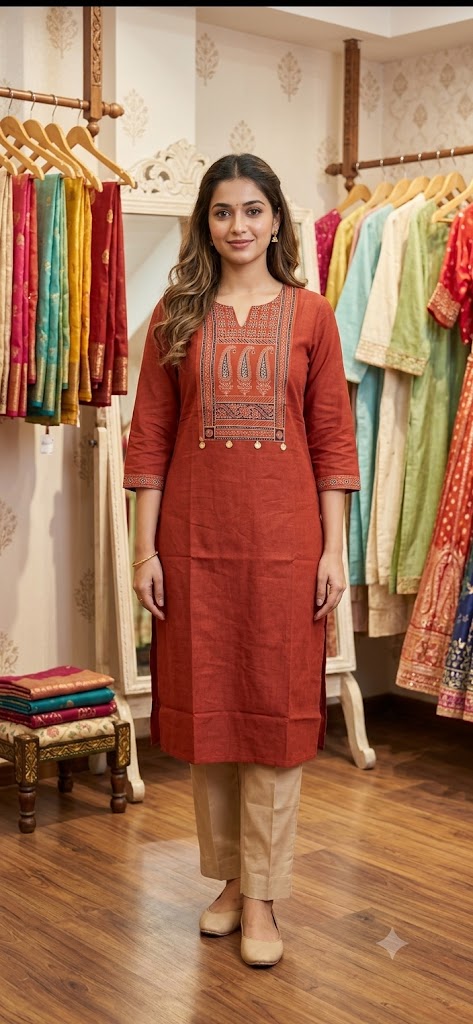 🌸Premium Cotton Kurti | Ethnic  Printed Yoke