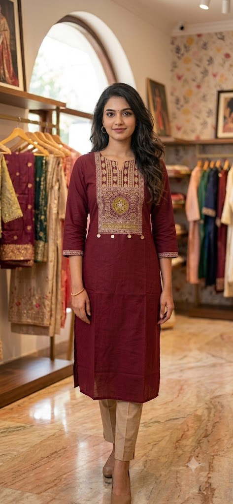 🌸Premium Cotton Kurti | Ethnic Printed Yoke