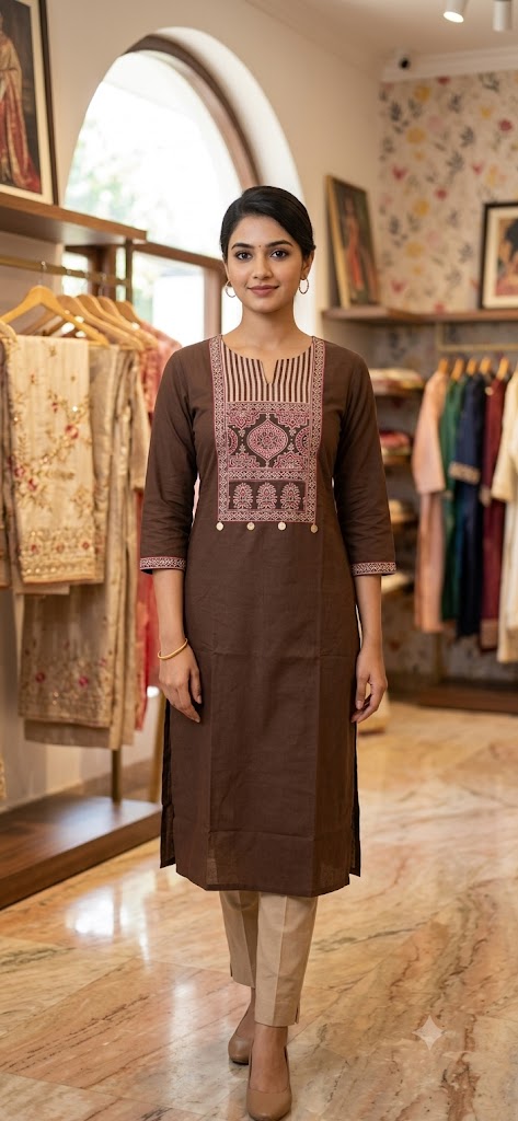 🌸Premium Cotton Kurti | Ethnic Printed Yoke